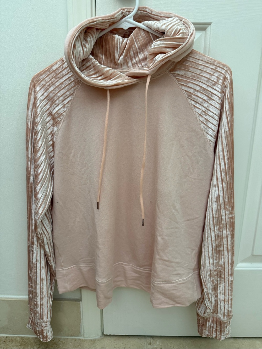 CALIA by Carrie Underwood Blush Velvet-Trim Hoodie Sweatshirt